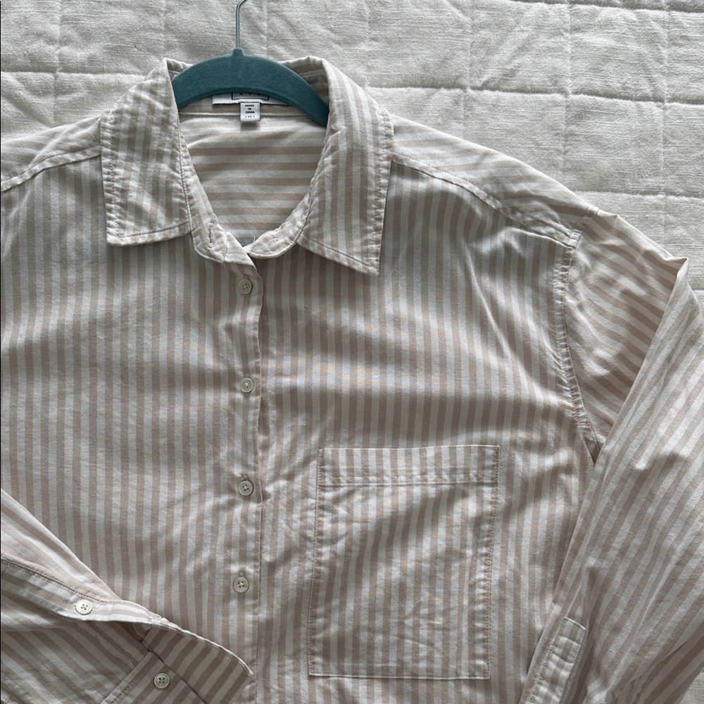 AYR- The Deep End - Oxford Striped Button Down Shirt- size M
